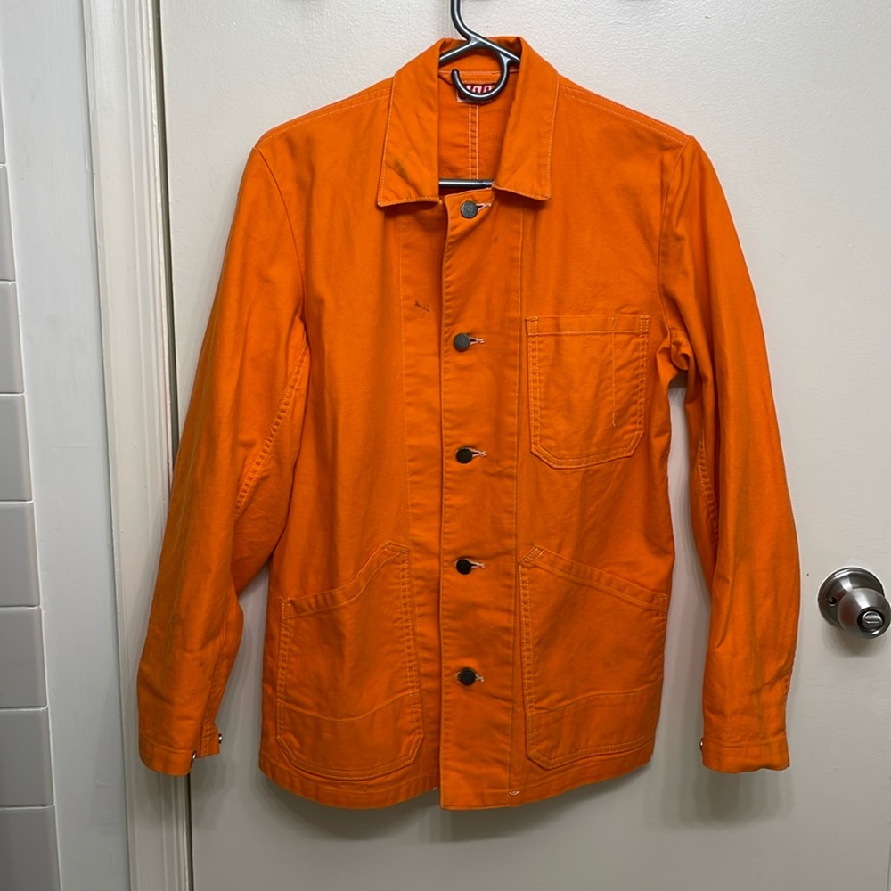 Vintage Orange Work Jacket Chore Coat Size Small